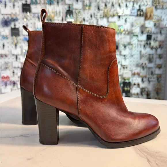Cole Haan Chestnut Leather Heeled Boots - Picture 2 of 8